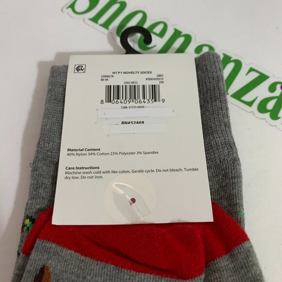 Ugly Christmas Socks Holiday Time Crew Palm Tree Lights Gray Red Mens 6 - 12 - Picture 5 of 5